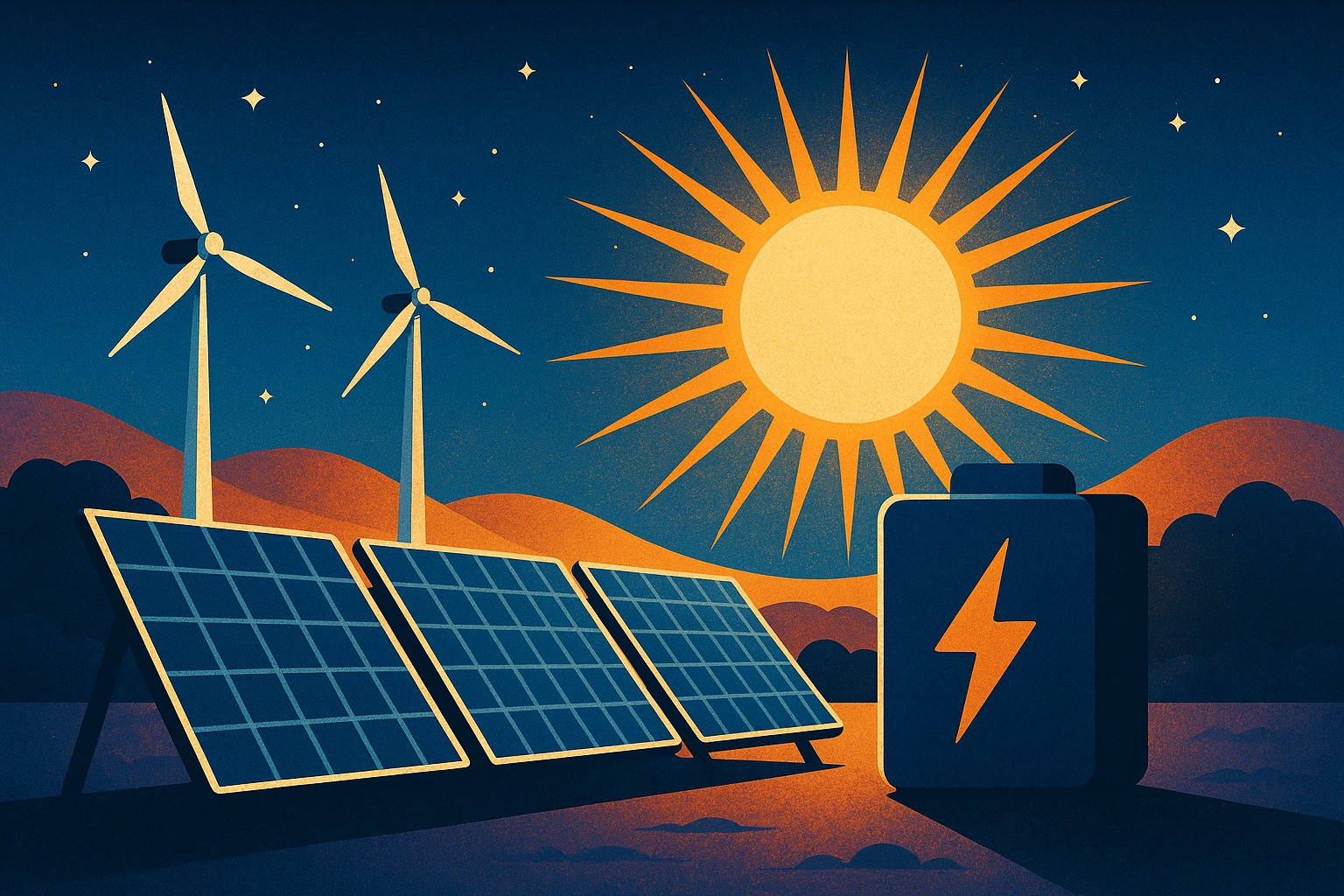 Solar Energy and Battery Storage at Night